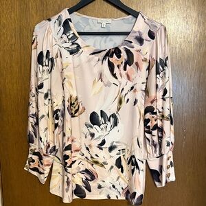 Laura Floral Print Women's Blouse - Pink and Black